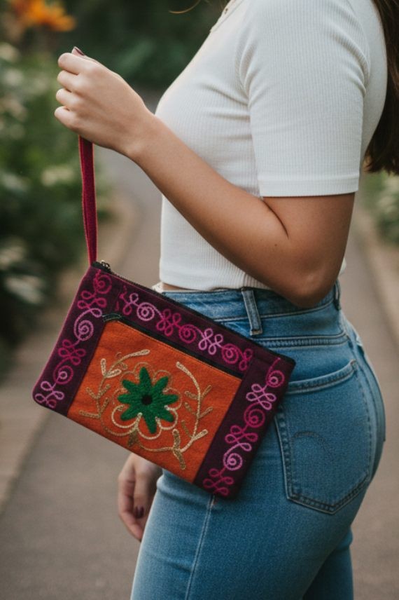 Bolso de Mano Étnico Bordado F