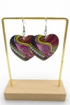 Pendientes Corazón Pequeño Estampado Étnico Multicolor