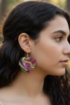 Pendientes Corazón Pequeño Estampado Étnico Multicolor