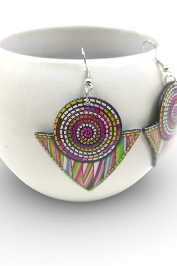 Pendientes Geométricos Étnicos Multicolor