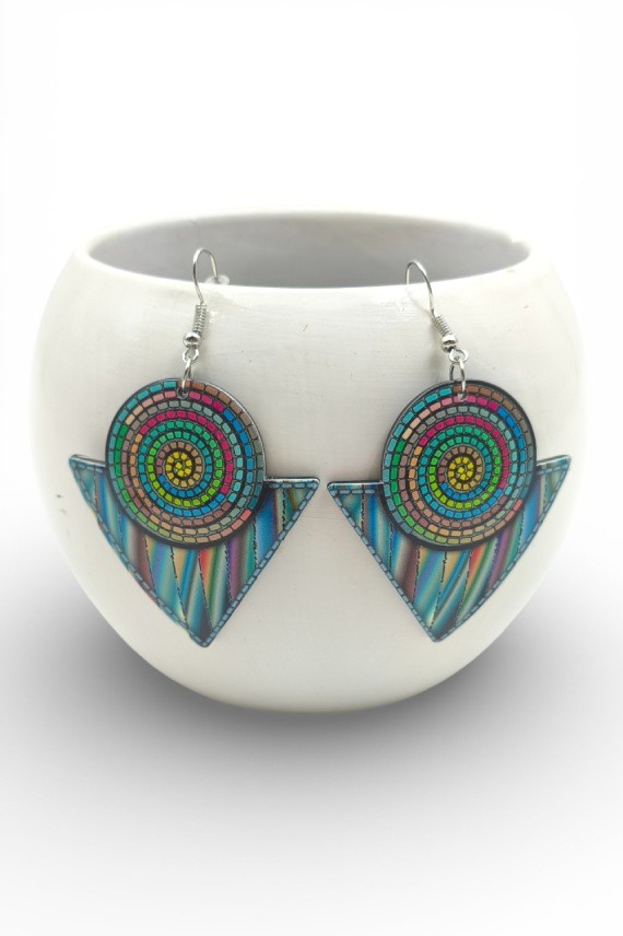Pendientes Geométricos Étnicos Multicolor