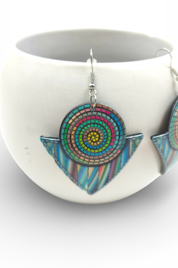 Pendientes Geométricos Étnicos Multicolor