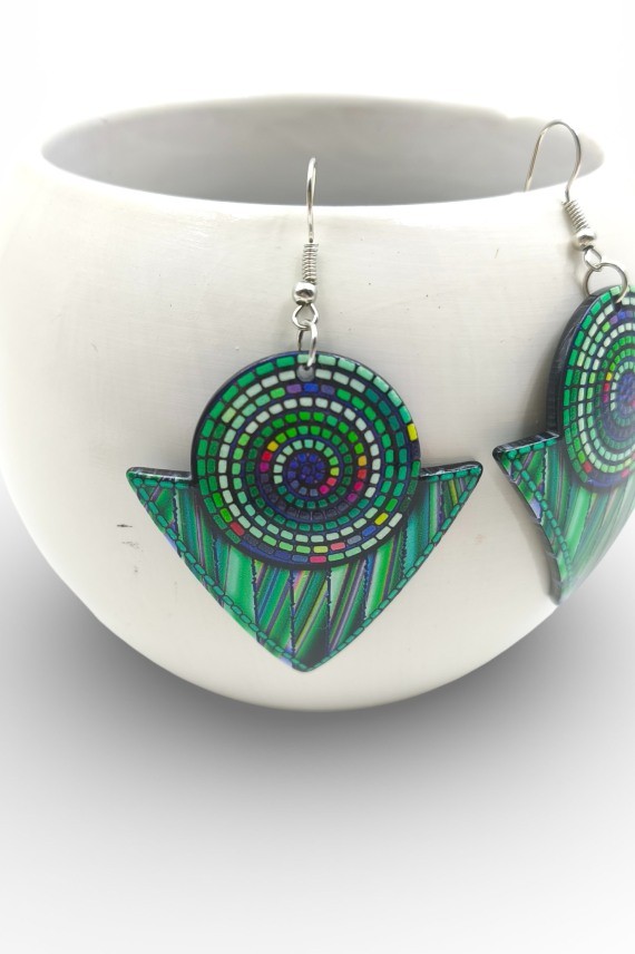 Pendientes Geométricos Étnicos Multicolor