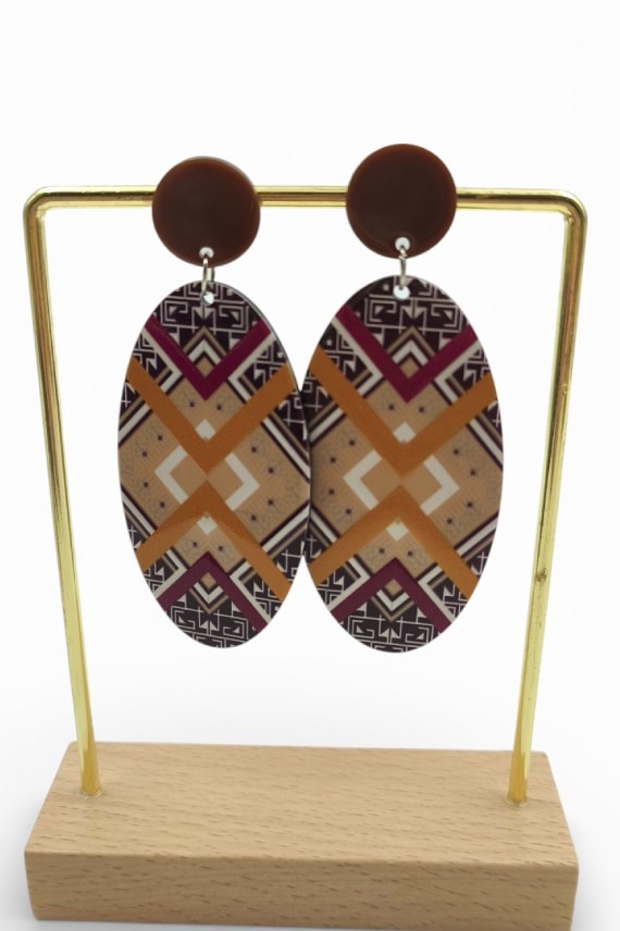 Pendientes Ovalados Geométricos Tonos Tierra