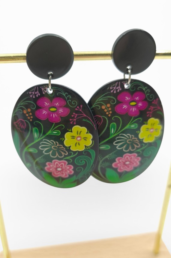 Pendientes Ovalados Florales