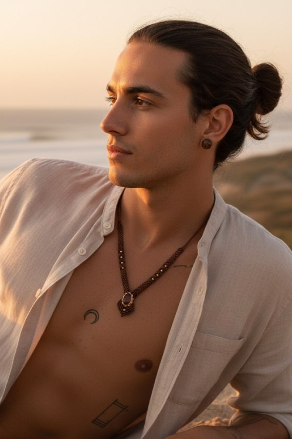 Collar de Macramé con Ojo de Tigre Natural