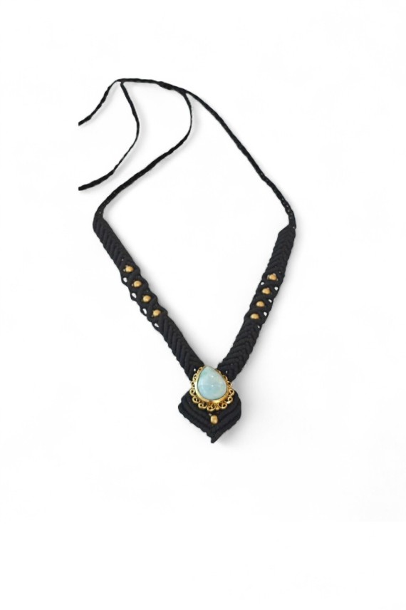 Collar de Macramé con Aguamarina Natural