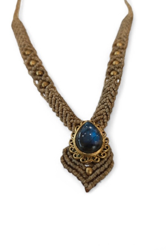 Collar de Macramé con Labradorita Natural