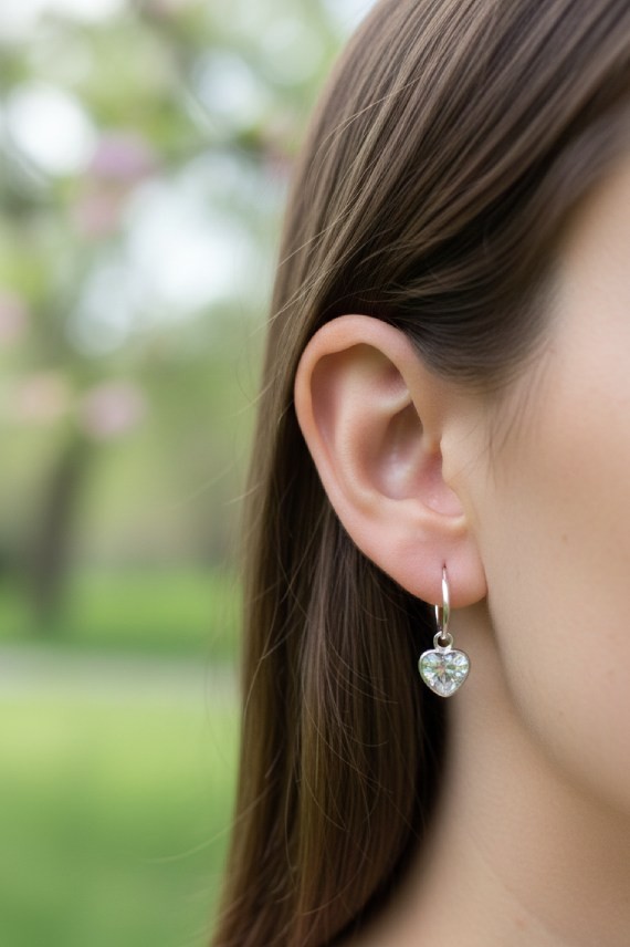 Pendientes Aro Plata con Corazón y Circonita