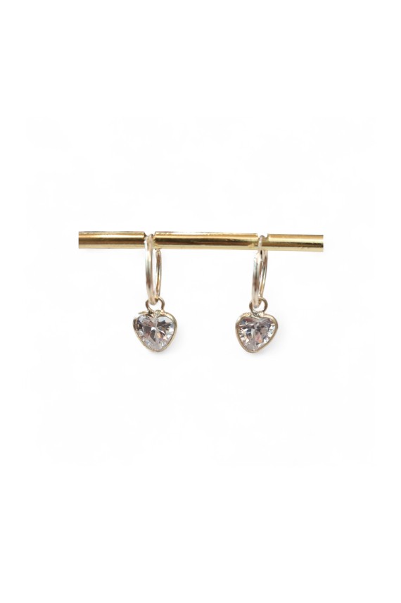 Pendientes Aro Plata con Corazón y Circonita