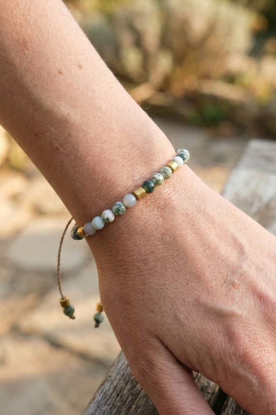 Pulsera Ágata Musgo Ajustable