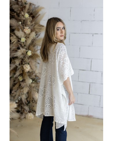 Kimono Boho Algodón Calado Blanco