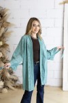 Kimono Boho Verde Algodón Calado con Cinturón