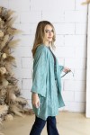 Kimono Boho Verde Algodón Calado con Cinturón