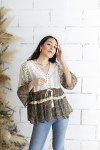 Blusa Boho Estampado Sari India hilo Plateado