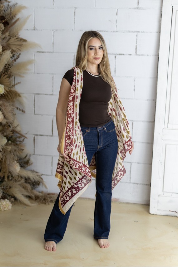 Chaleco Algodón Estampado en Bloque Artesanal