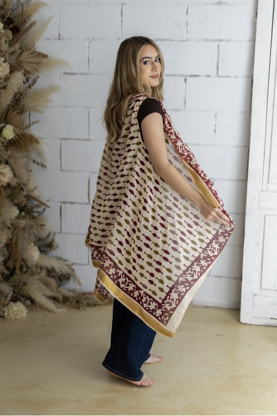 Chaleco Algodón Estampado en Bloque Artesanal