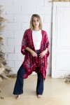 Kimono Boho Seda y Viscosa con Flores en Terciopelo
