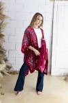 Kimono Boho Seda y Viscosa con Flores en Terciopelo