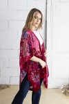 Kimono Boho Seda y Viscosa con Flores en Terciopelo