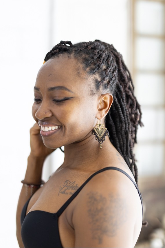 Pendientes Boho Macramé Marrón y Bronce Geométrico