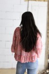 Blusa Boho Rosa Estampado Sari con Volantes