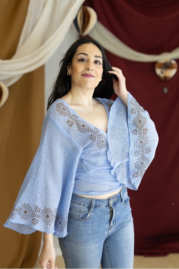 Boho Red Algodón Orgánico Pareo Block Printing B