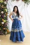 Vestido Boho Vaquero Algodón Orgánico Bordados Florales con Mangas