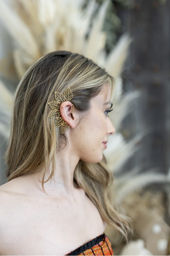 Pendientes Ear Cuff Hojas Doradas