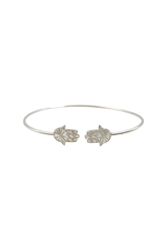 Pulsera Plata Rígida Abierta Mano de Fátima