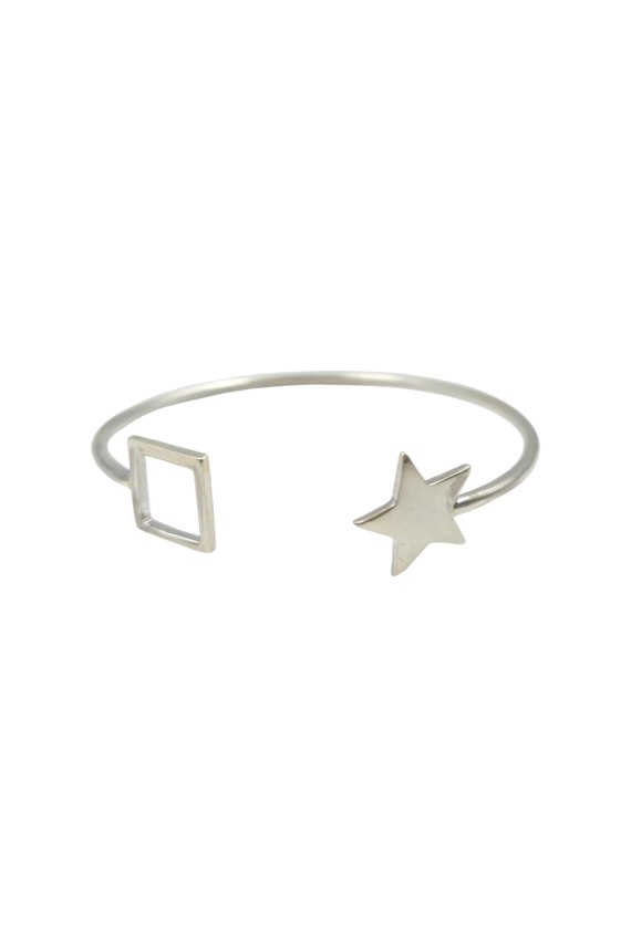 Pulsera Plata Rígida Abierta Estrella