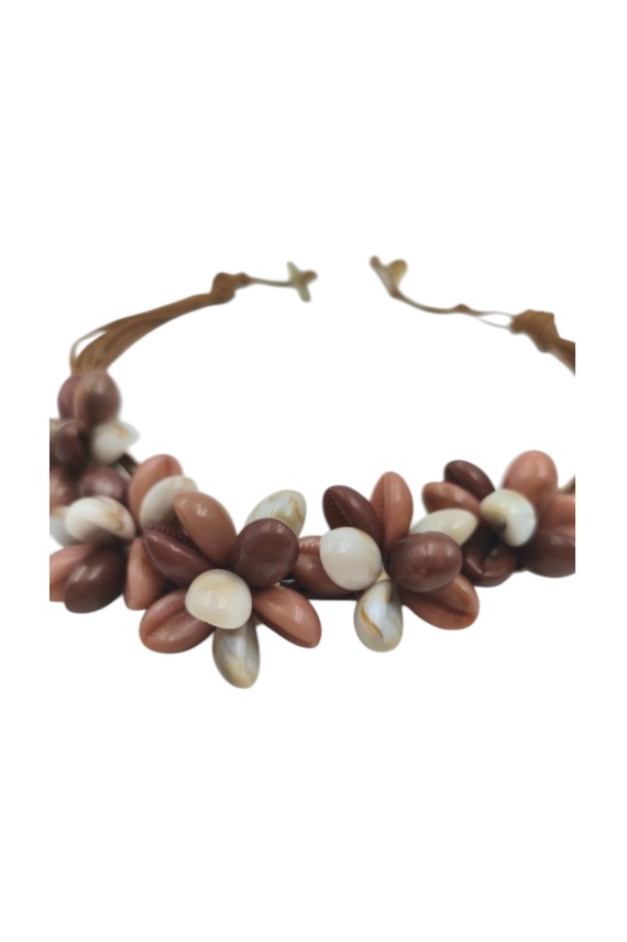 Collar Conchas Flores de Mar Tonos Tierra