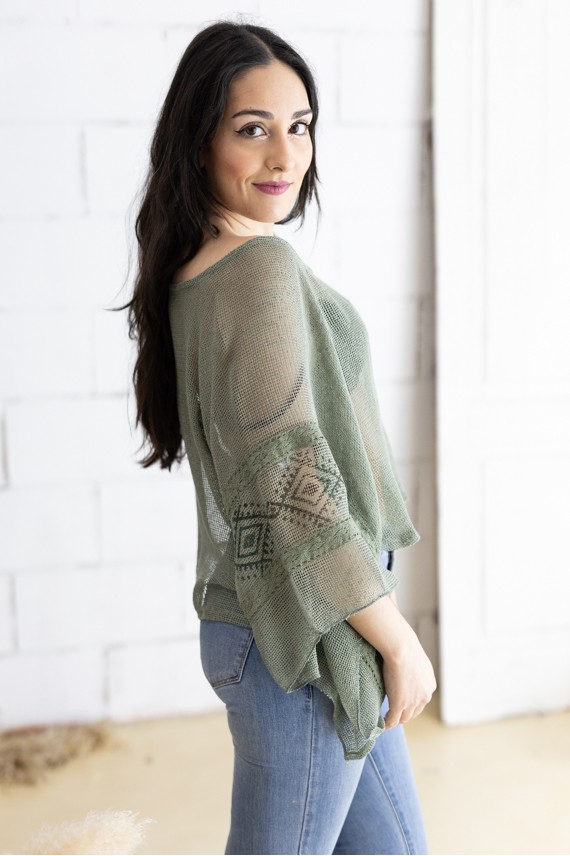 Blusa Boho Chaves Algodón Calado VK