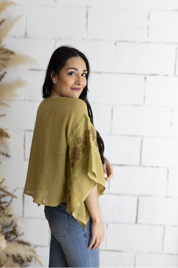 Blusa Boho Chaves Algodón Calado VK