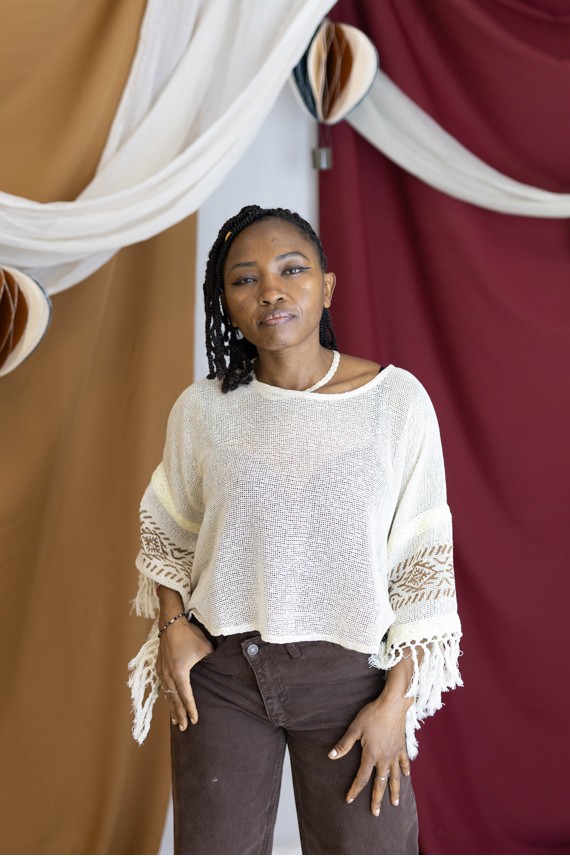 Blusa Boho Algodón Calado Flecos RB