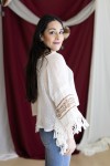 Blusa Boho Casapalma Algodón Calado Flecos