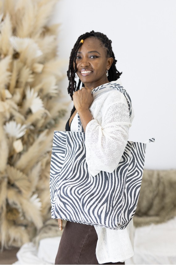 Bolso Shopper de Piel Sostenible Animal Print Cebra