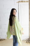Blusa Poncho Bordada Algodón Verde Agua