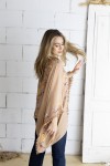Blusa Poncho Bordada Algodón Camel