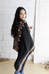 Blusa Poncho Bordada Algodón Negra