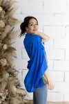 Blusa Apsara Azul Dorada Cinturón y Mangas Asimétricas