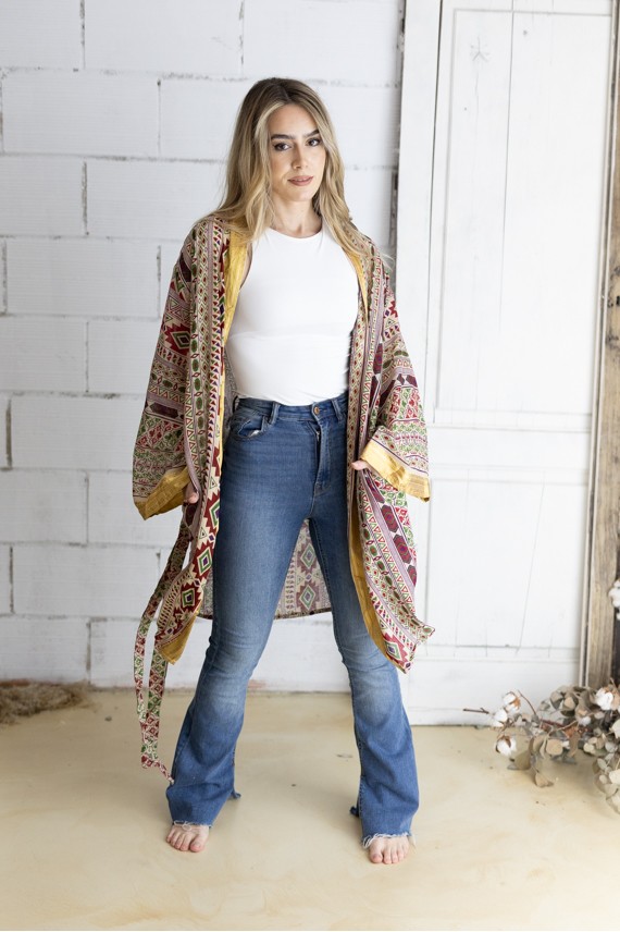 Kimono Chao de Algodón Orgánico Block Print