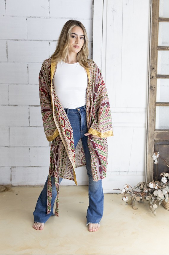 Kimono Chao de Algodón Orgánico Block Print