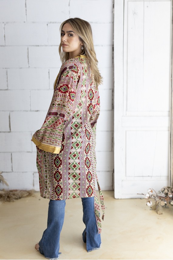 Kimono Chao de Algodón Orgánico Block Print