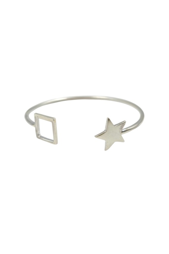 Pulsera Plata Rígida Abierta Estrella