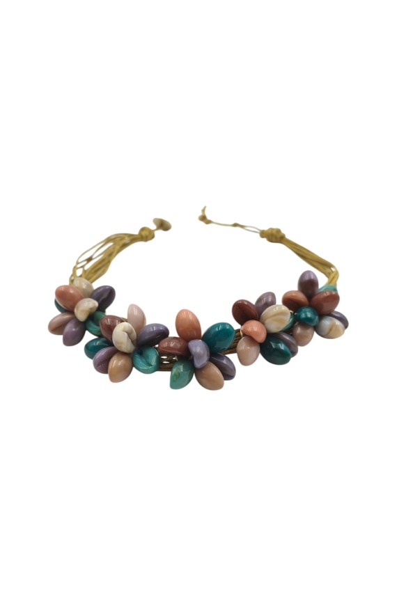 Collar Conchas Flores De Mar Tonos Fríos