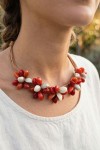 Collar Conchas Flores De Mar Tonos Fuego