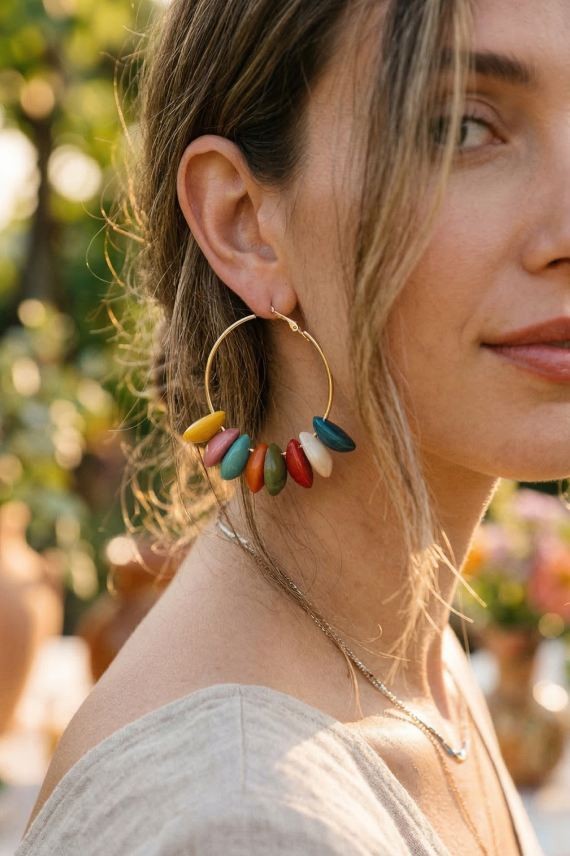 Pendientes Conchas Flores de Mar Arco Iris