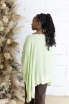 Blusa Mustt Verde agua Algodón Bordados y Escote Pico