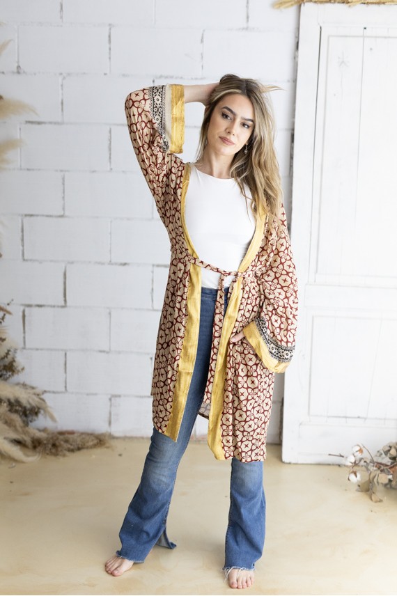 Kimono Sowa Algodón Orgánico Block Print